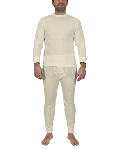 Galaxy By Harvic Men's Winter Thermal Top And Bottom, 2 Piece Set In Natural