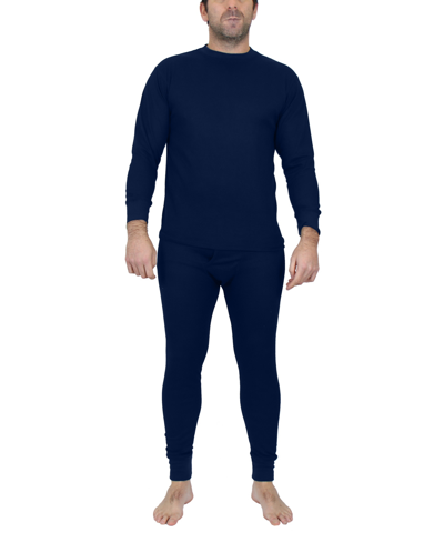 Galaxy By Harvic Men's Winter Thermal Top And Bottom, 2 Piece Set In Navy