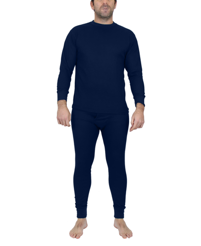 Galaxy By Harvic Men's Winter Thermal Top And Bottom, 2 Piece Set In Blue