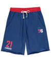 MAJESTIC MEN'S MAJESTIC JOEL EMBIID ROYAL PHILADELPHIA 76ERS BIG AND TALL FRENCH TERRY NAME AND NUMBER SHORTS