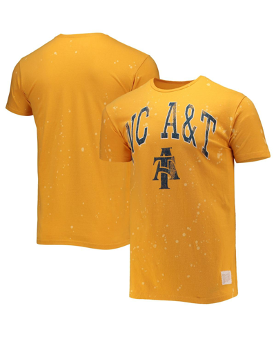 Retro Brand Men's Original  Gold North Carolina A&t Aggies Bleach Splatter T-shirt