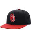 TOP OF THE WORLD MEN'S TOP OF THE WORLD BLACK, CRIMSON OKLAHOMA SOONERS TEAM COLOR TWO-TONE FITTED HAT