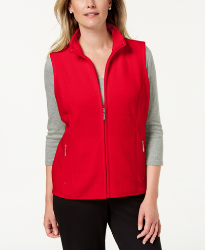 Karen Scott Petite Princess-seam Zeroproof Zip-front Vest, Created For Macy's In New Red Amore