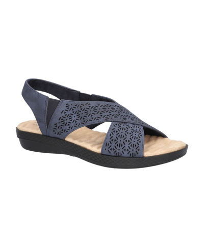 Easy Street Claudia Womens Faux Leather Cut-out Slingback Sandals In Navy