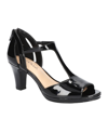 Easy Street Flash Womens Patent Peep Toe Heel Sandals In Black Patent