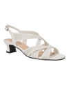 Easy Street Tristen Womens Faux Leather Shimmer Heel Sandals In White