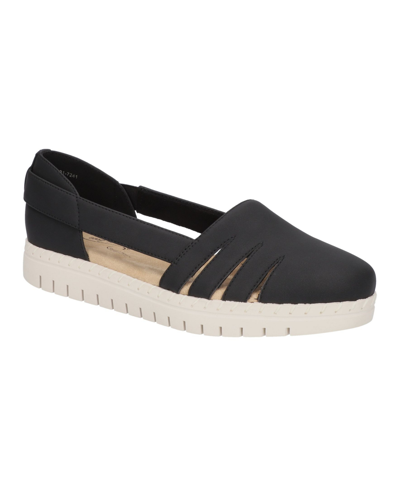 Easy Street Bugsy Womens Faux Leather Comfort Flats In Black