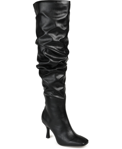 Journee Collection Women's Pia Extra Wide Calf Knee High Boots In Black