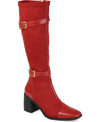 Journee Collection Womens Gaibree Stacked Heel Knee High Boots In Red