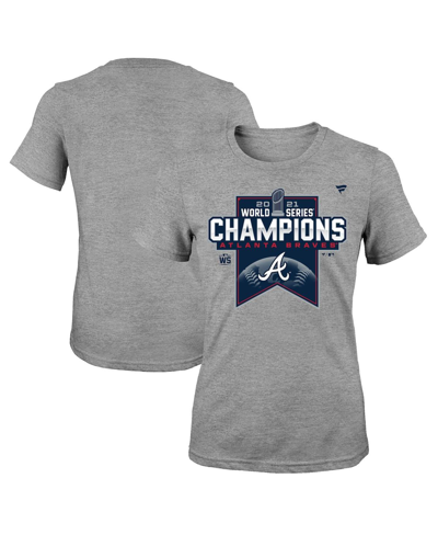 Fanatics Kids' Youth Girls  Branded Heathered Gray Atlanta Braves 2021 World Series Champions Locker Room T