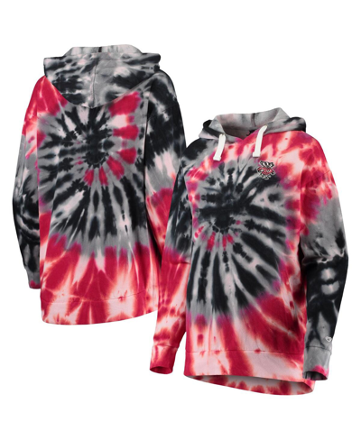 Colosseum Women's  Red Wisconsin Badgers Slow Ride Spiral Tie-dye Oversized Pullover Hoodie