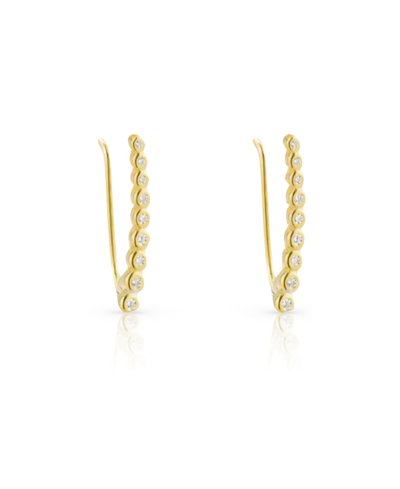 Ben Oni Cubic Zirconia Bezel Gold Vermeil Or Sterling Silver Ear Climbers In Gold Plated