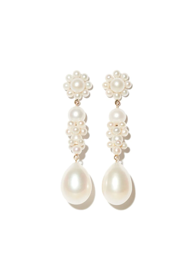 Sophie Bille Brahe 14kt Yellow Gold Bellis L'eau Pearl Drop Earrings