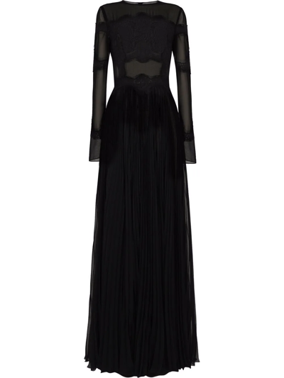 Dolce & Gabbana Floral-lace Detail Long Dress In Black