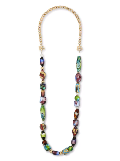 Dolce & Gabbana Multi-glass Bead Necklace In Gold