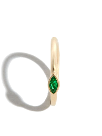 Jacquie Aiche 14kt Yellow Gold Marquise Emerald Single Hoop Earring