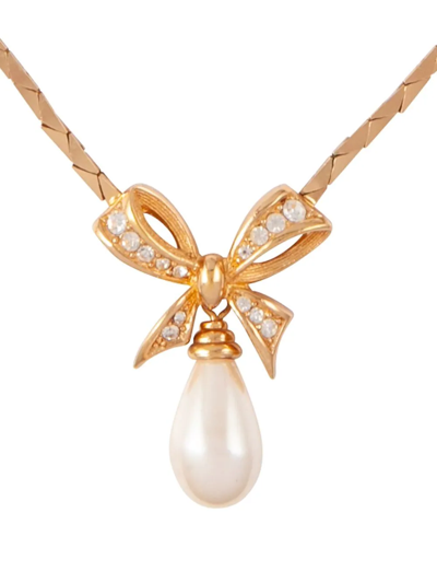 Pre-owned Dior 1980s  Crystal-embellished Necklace In Gold