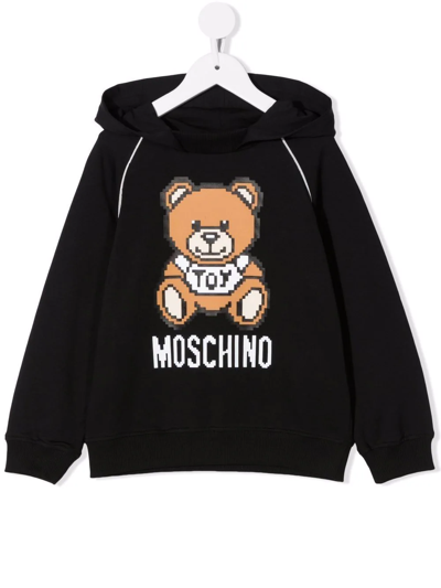 Moschino Kids' Toy Logo Cotton Blend Hoodie In Black