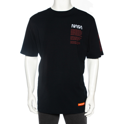 Pre-owned Heron Preston Black Cotton Nasa Facts Logo Print Short Sleeve T-shirt S