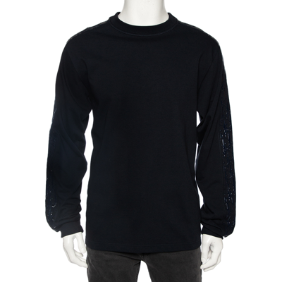 Pre-owned Dior Homme Navy Blue Knit Oblique Brand Oversized Sweatshirt L