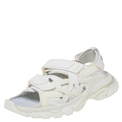 Pre-owned Balenciaga White Leather Rubber Track Sandals Size 41