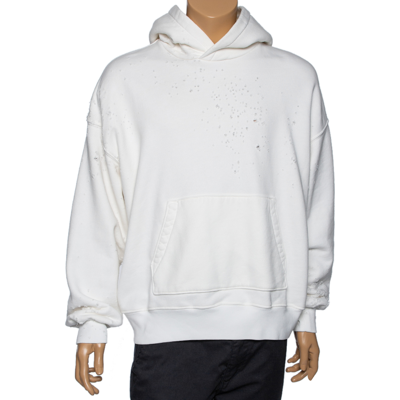Pre-owned Amiri White Distressed Cotton Long Sleeve Oversized Hoodie S