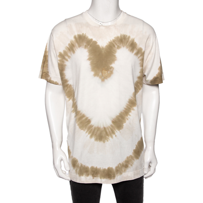 Pre-owned Givenchy White Tie-dye Heart Printed Cotton Crewneck Oversized T-shirt M