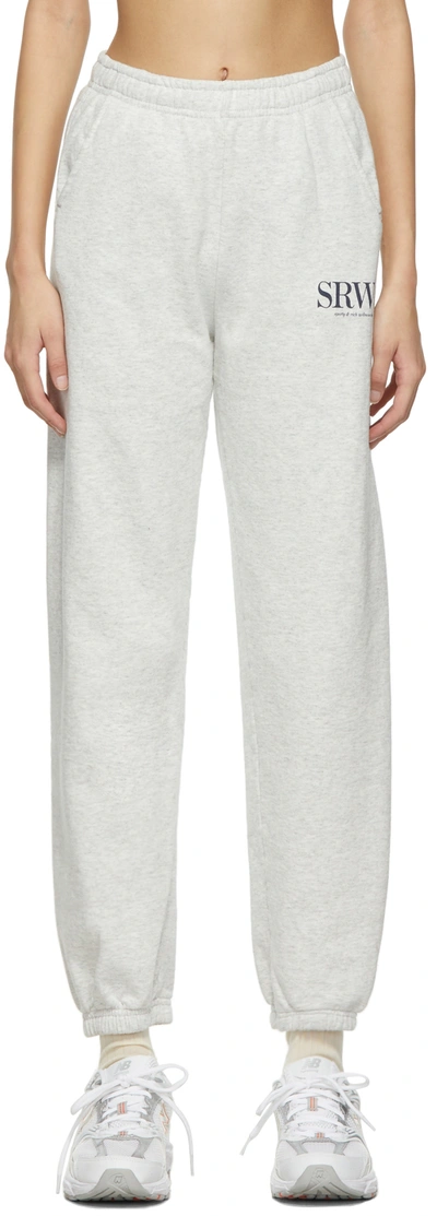 Sporty And Rich Upper East Tapered High-rise Cotton-blend Jogging Bottoms In Heather Grey & Forest