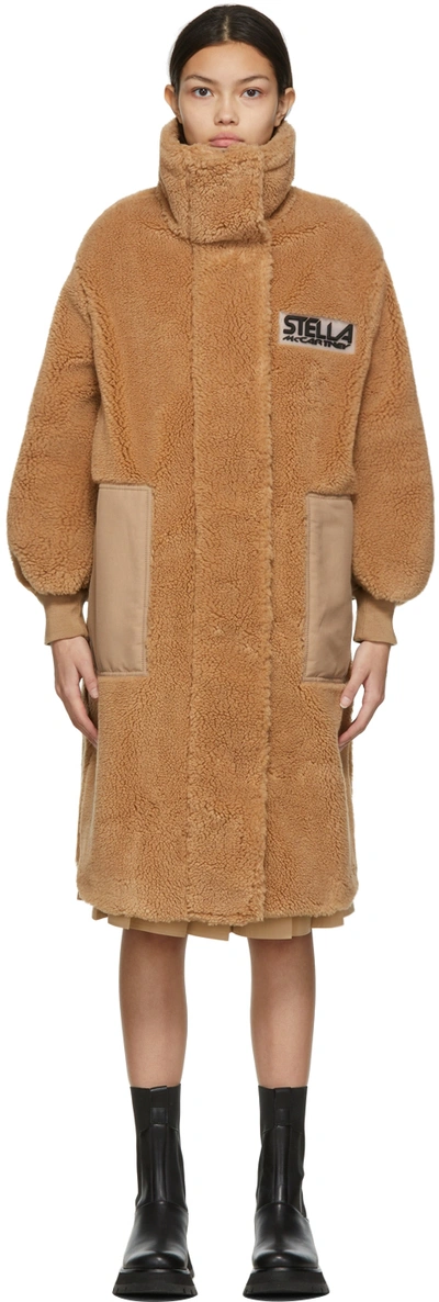 Stella Mccartney Luna Teddy Mat Oversized Coat In Brown