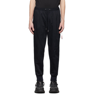 Moncler Embroidered Logo Drawstring Track Trousers In Blue
