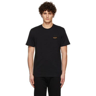 Moschino Chest-logo Cotton T-shirt In Black