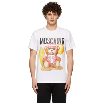 Moschino Teddy Bear Logo印花t恤 In White