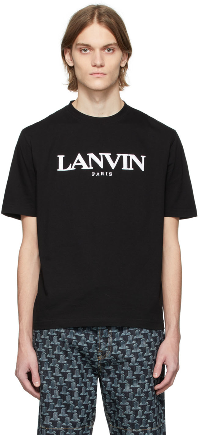 Lanvin Logo刺绣棉质t恤 In Black