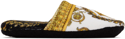 Versace White & Black I Heart Baroque Slippers