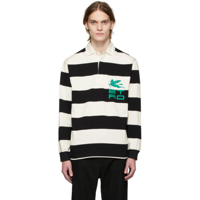 Etro Polo Shirt With Two-tone Bands In Black