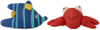 WARE OF THE DOG RED & BLUE CRAB & FISH DOG TOY SET