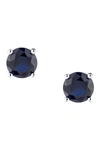 Cz By Kenneth Jay Lane Round Cut Cz Stud Earrings In Blue/silver