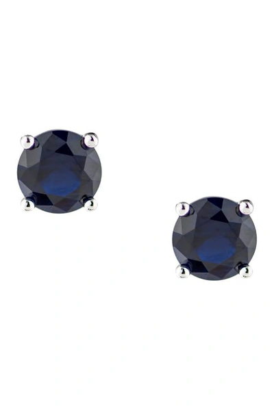 Cz By Kenneth Jay Lane Round Cut Cz Stud Earrings In Blue/silver
