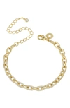 Cz By Kenneth Jay Lane Pave Cz Chain Bracelet In Clear/gold