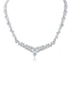 Cz By Kenneth Jay Lane Round & Pear Cz Collar Necklace In Clear/ Silver