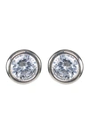 Cz By Kenneth Jay Lane Bezel Cz Stud Earrings In Clear/silver