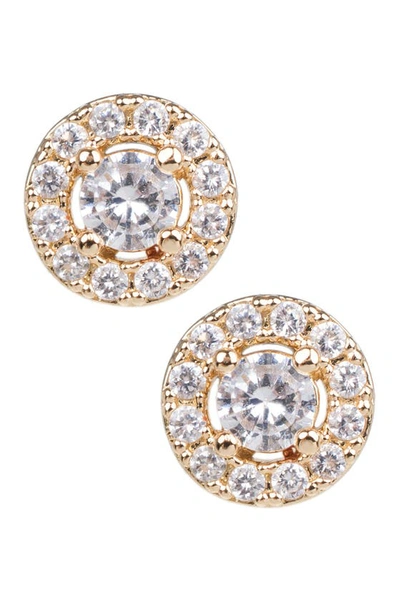 Cz By Kenneth Jay Lane 14k Gold Plated Cubic Zirconia Circle Stud Earrings In Clear/gold