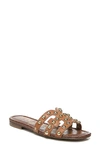 Sam Edelman Women's Bay 14 Ball Studded Leather Slide Sandals In Saddle