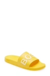 Hugo Boss Bay Logo Polyurethane Slides In Medium Yellow