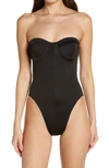 NORMA KAMALI CORSET STRAPLESS ONE-PIECE SWIMSUIT