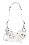 Balenciaga Extra Small Le Cagole Metallic Calfskin Shoulder Bag In White