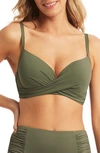 SEA LEVEL SEA LEVEL CROSS FRONT D- & DD-CUP MOLDED UNDERWIRE BIKINI TOP