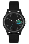 Lacoste 12.12 Chronograph Silicone Strap Watch, 44mm In Black