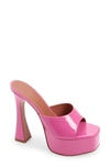 Amina Muaddi Dalida Patent Leather Platform Sandals In Pink