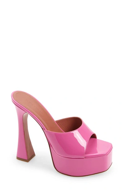 Amina Muaddi Dalida Patent Leather Platform Sandals In Pink